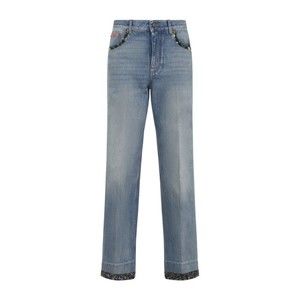 Valentino Light Blue Denim Jeans With Floral Details - NWT